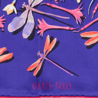 Hermes Silk Dragonflies Scarf 70 Iris Rose Turquoise 4 of 6