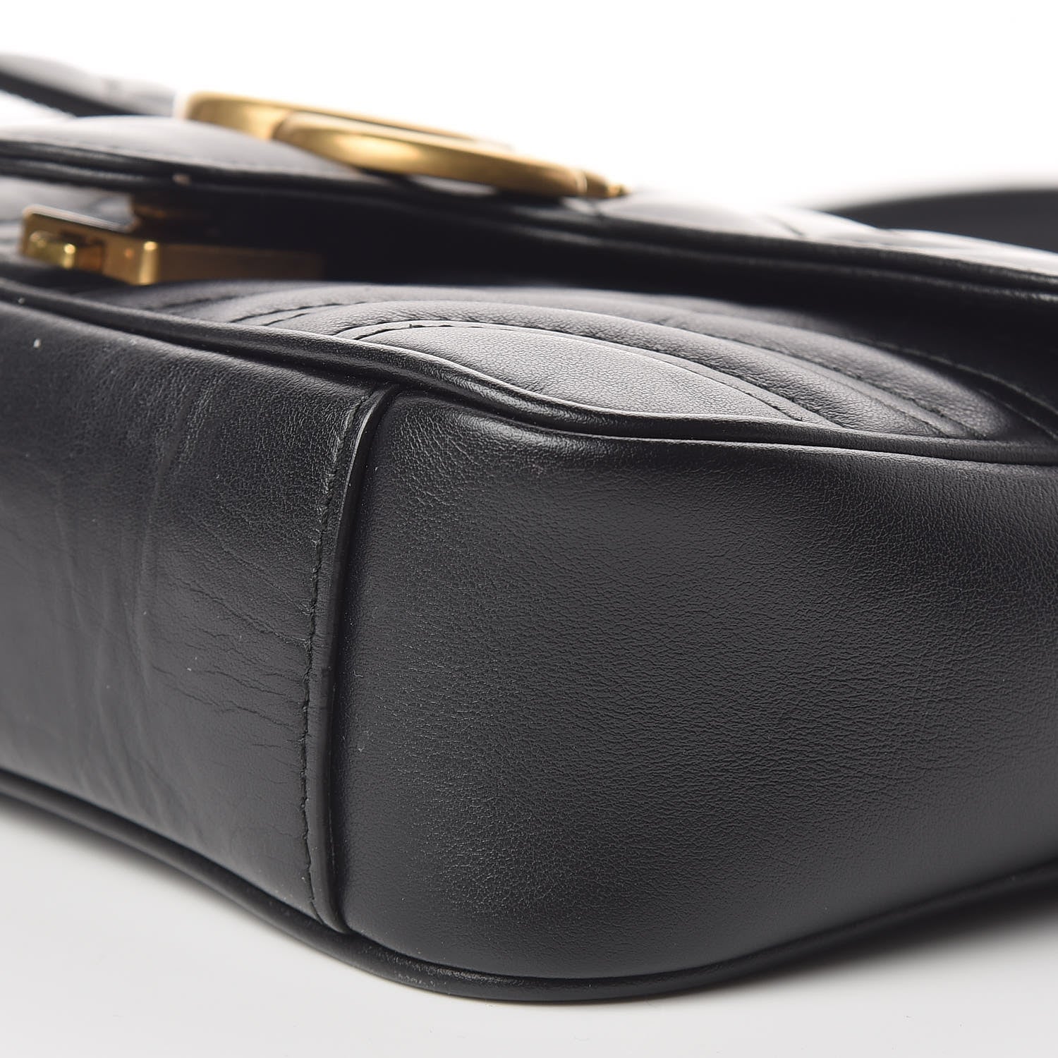 Gucci Calfskin Matelasse Mini GG Marmont Shoulder Bag Black 10 of 12