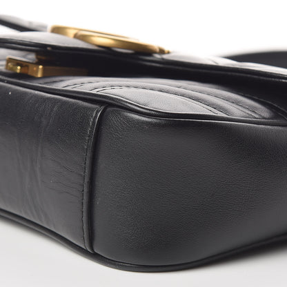 Gucci Calfskin Matelasse Mini GG Marmont Shoulder Bag Black 10 of 12