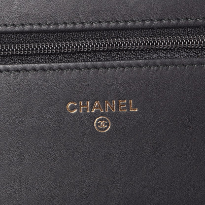 Chanel Calfskin Caviar Chevron Quilted Mixed Boy Wallet On Chain WOC Black 6 of 10