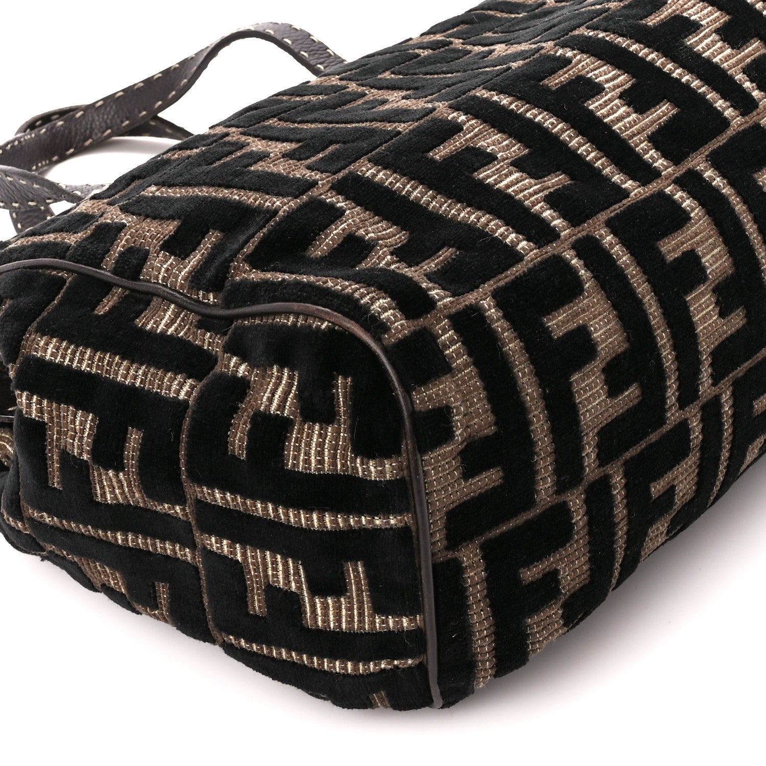 Fendi Velvet Zucca Cuoio Romano Selleria Tote Tobacco Moro 8 of 10