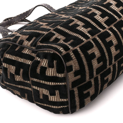 Fendi Velvet Zucca Cuoio Romano Selleria Tote Tobacco Moro 8 of 10