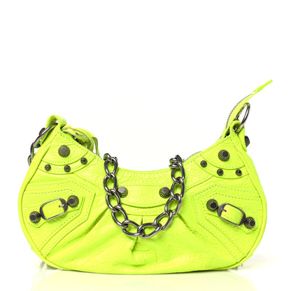 Balenciaga Agneau Arena Le Cagole Chain Shoulder Bag XS Fluo Yellow 2 of 11