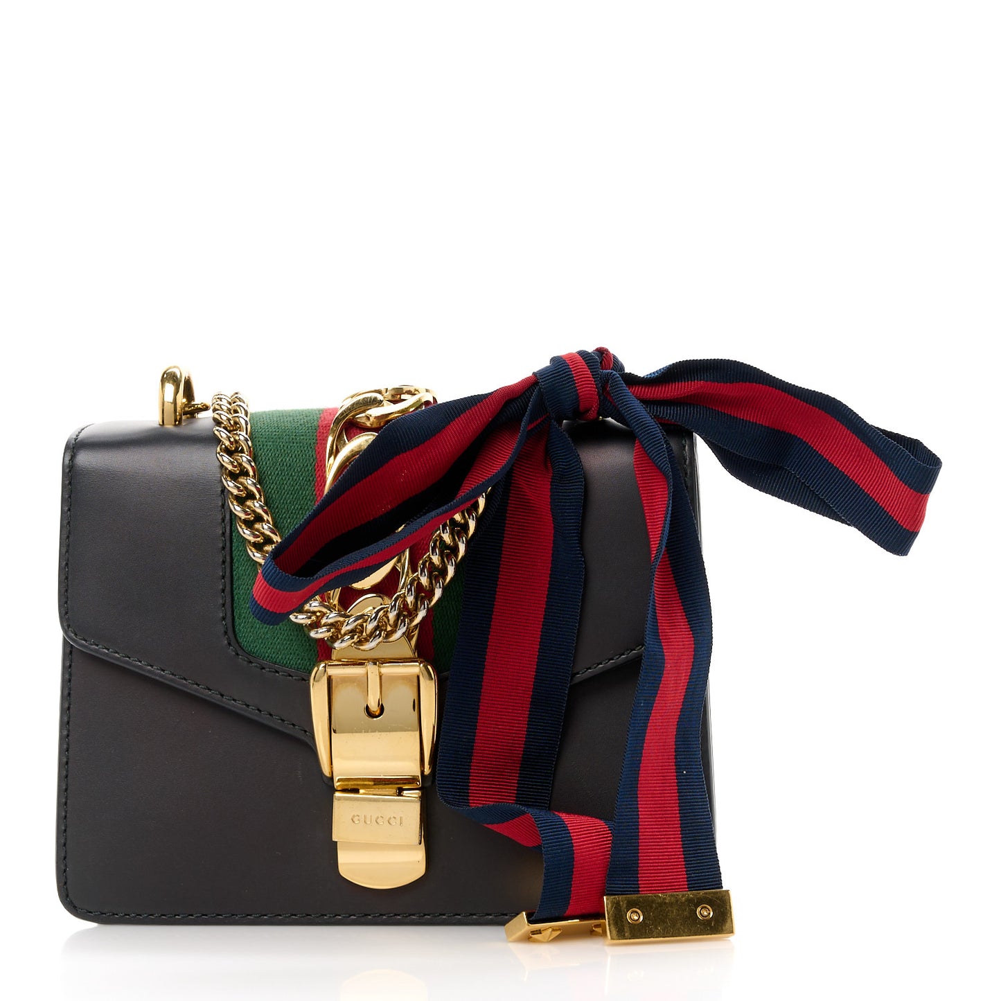 Calfskin Mini Sylvie Chain Shoulder Bag Black
