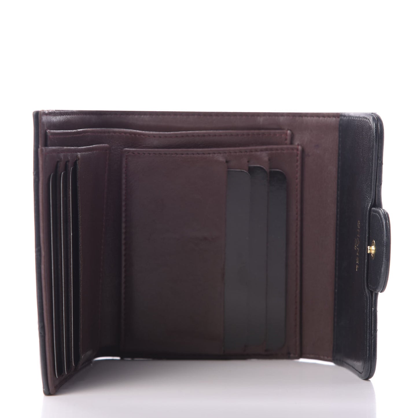 Lambskin Quilted Compact Flap Wallet Black