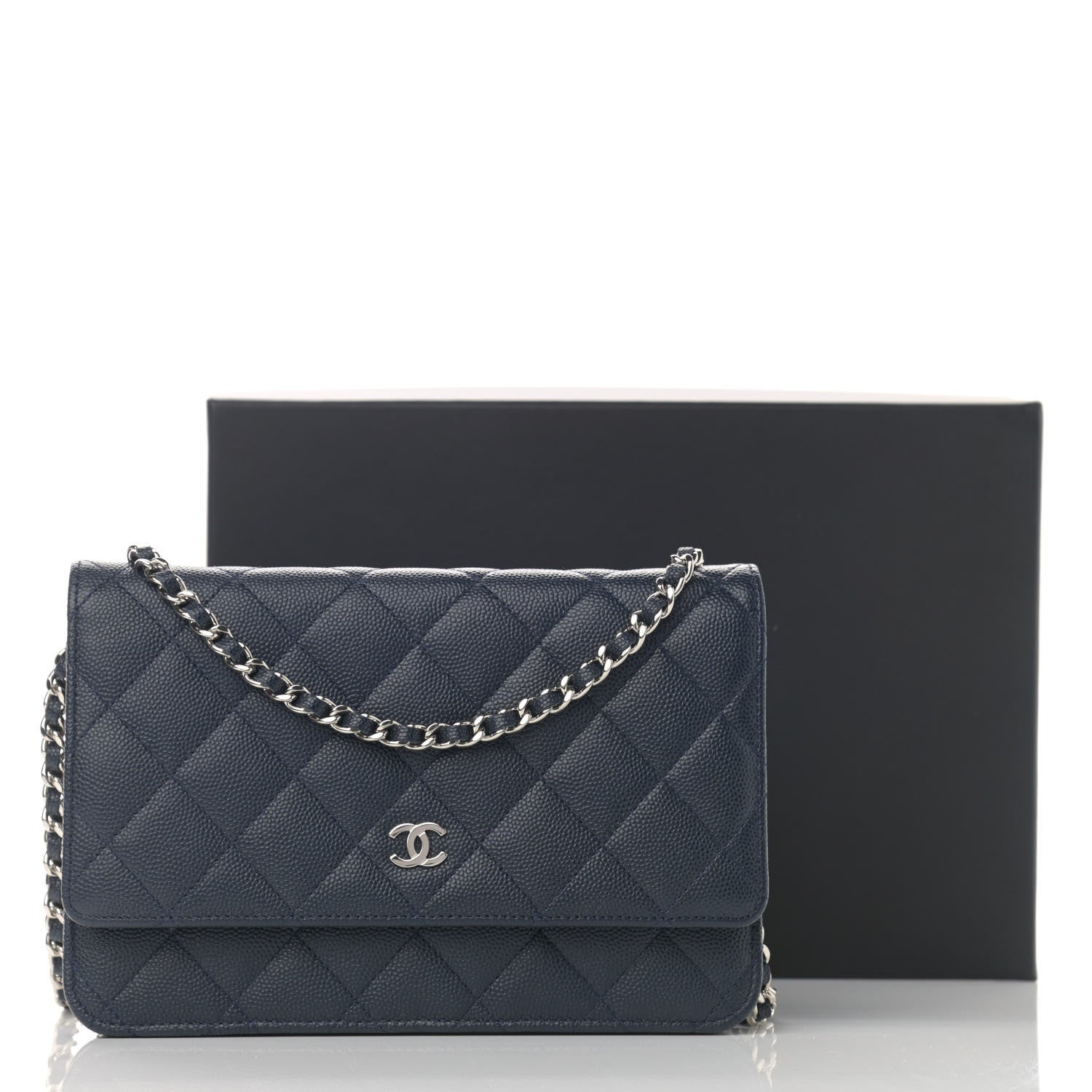 Chanel Caviar Quilted Wallet On Chain WOC Navy Blue 13 of 13