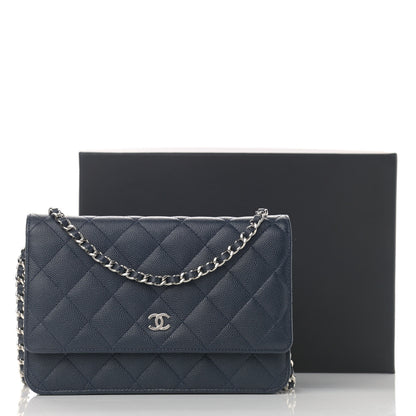 Chanel Caviar Quilted Wallet On Chain WOC Navy Blue 13 of 13