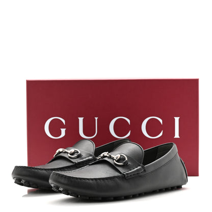 Gucci Soft Clove Calfskin Mens Horsebit Driver Loafers 9.5 Black 10 of 10