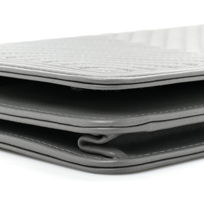 Chanel Calfskin Chevron Quilted Boy Wallet On Chain WOC Grey 13 of 14