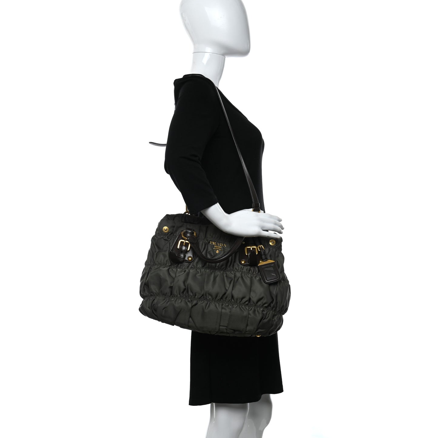 Tessuto Nylon Gaufre Tote Fumo