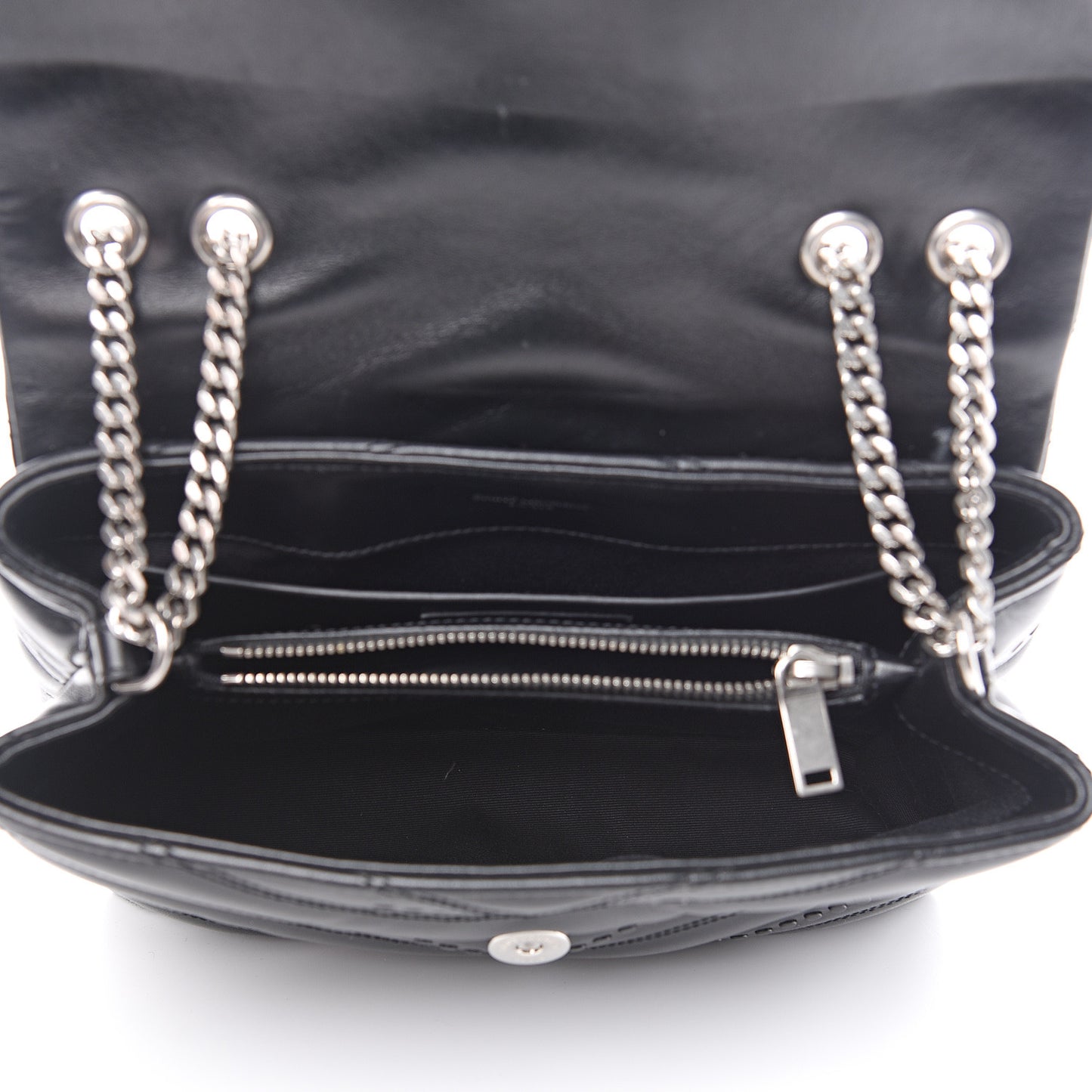 Calfskin Y Quilted Studded Monogram Small Loulou Chain Satchel Black