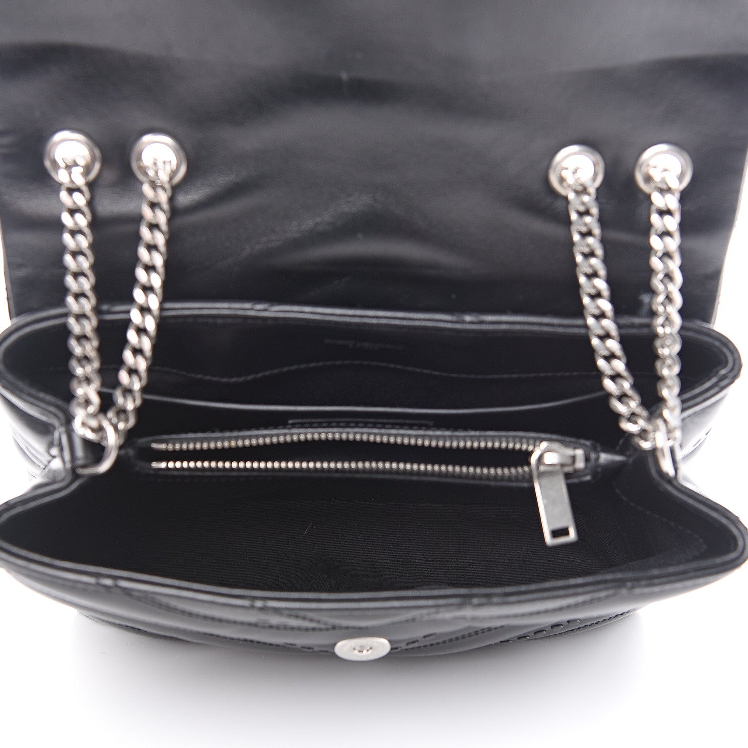 Saint Laurent Calfskin Y Quilted Studded Monogram Small Loulou Chain Satchel Black 4 of 11