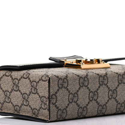 Gucci GG Supreme Monogram Calfskin Mini Padlock Top Handle Shoulder Bag Beige Black Cuir 7 of 8