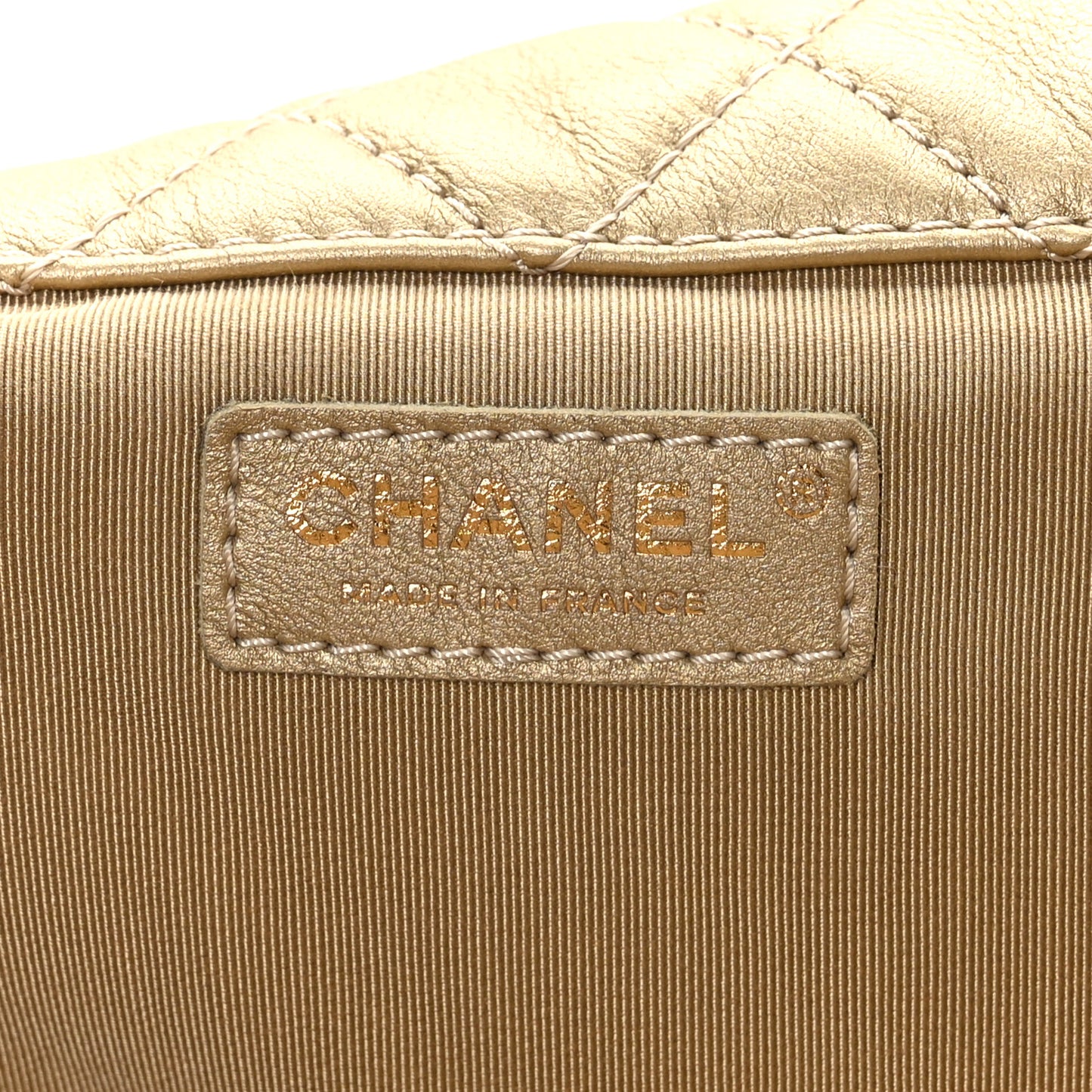 Metallic Calfskin Quilted Small XXL Travel Flap Bag Gold