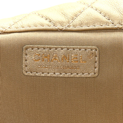 Chanel Metallic Calfskin Quilted Small XXL Travel Flap Bag Gold 8 of 12