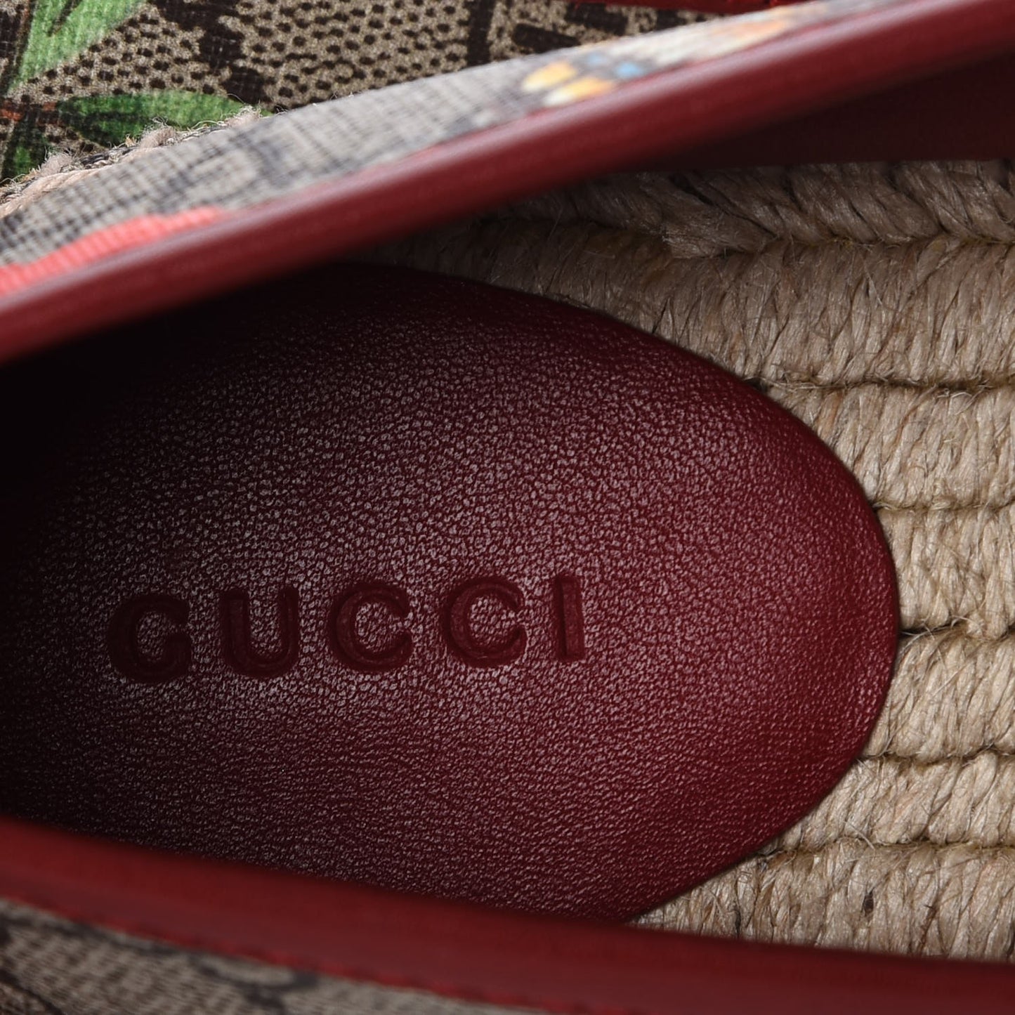 GG Supreme Monogram Tian Womens Espadrilles 40.5 Beige Multicolor Red