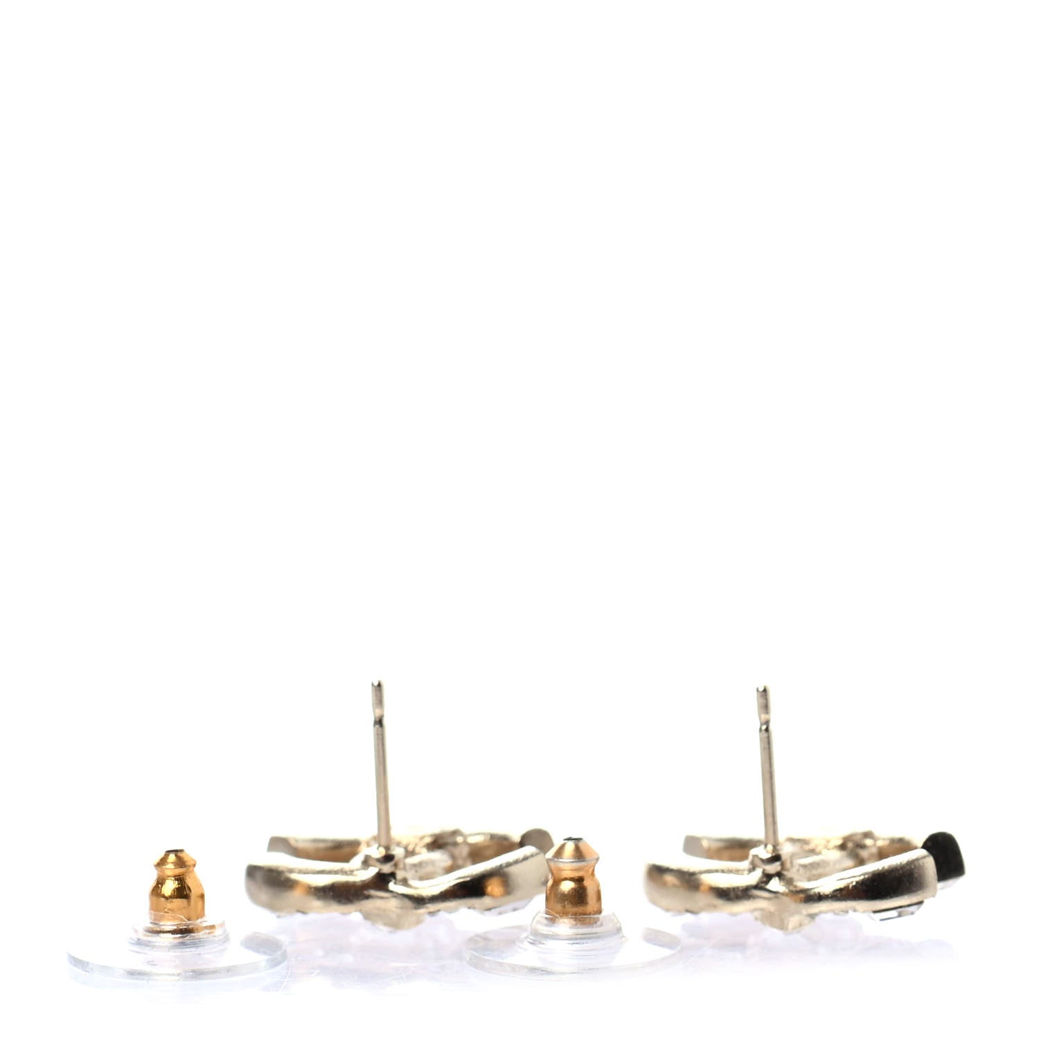 Chanel Crystal Baguette CC Earrings Gold 4 of 4