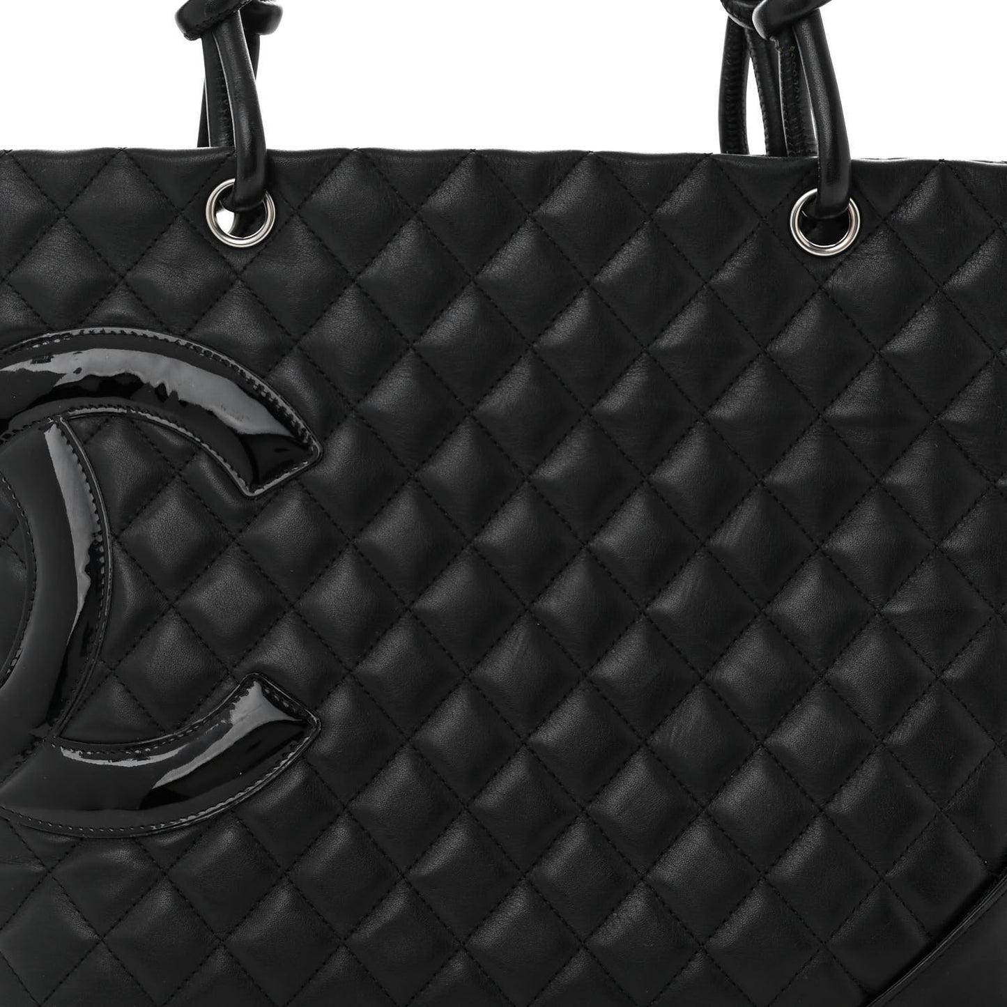 Calfskin Quilted Large Cambon Tote Black