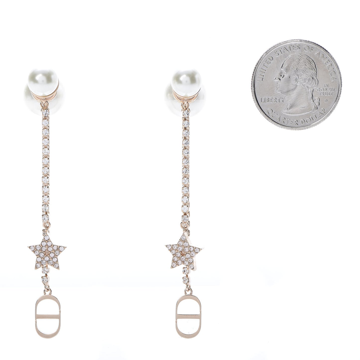 Pearl Crystal Tribales Dangle Chain Earrings Gold