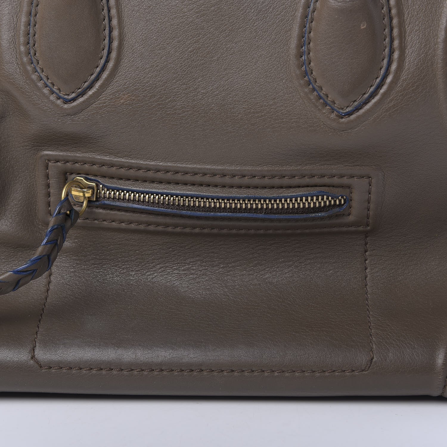 Celine Supple Calfskin Medium Phantom Luggage Khaki Cobalt Trim 17 of 32
