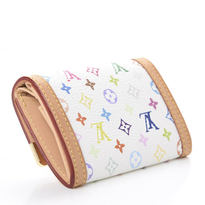 Louis Vuitton Monogram Multicolor Porte-Monnaie Plat Coin Purse White 3 of 5