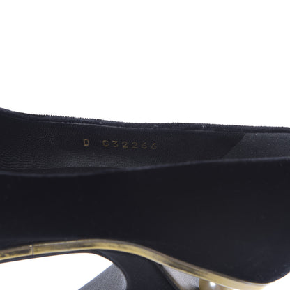 Chanel Velvet Satin Cap Toe Pearl Pumps 38 Black 10 of 15