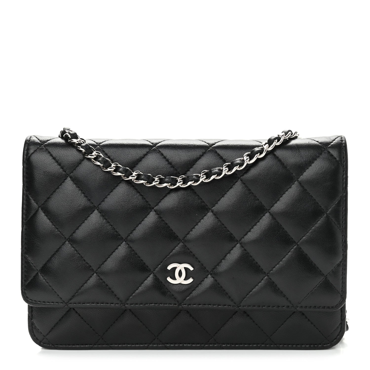 Chanel Lambskin Quilted Wallet On Chain WOC Black 1 of 12