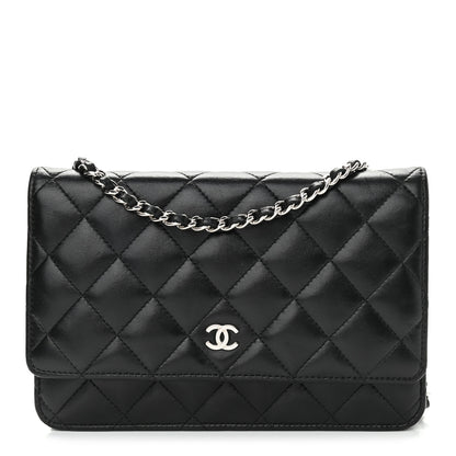 Chanel Lambskin Quilted Wallet On Chain WOC Black 1 of 12