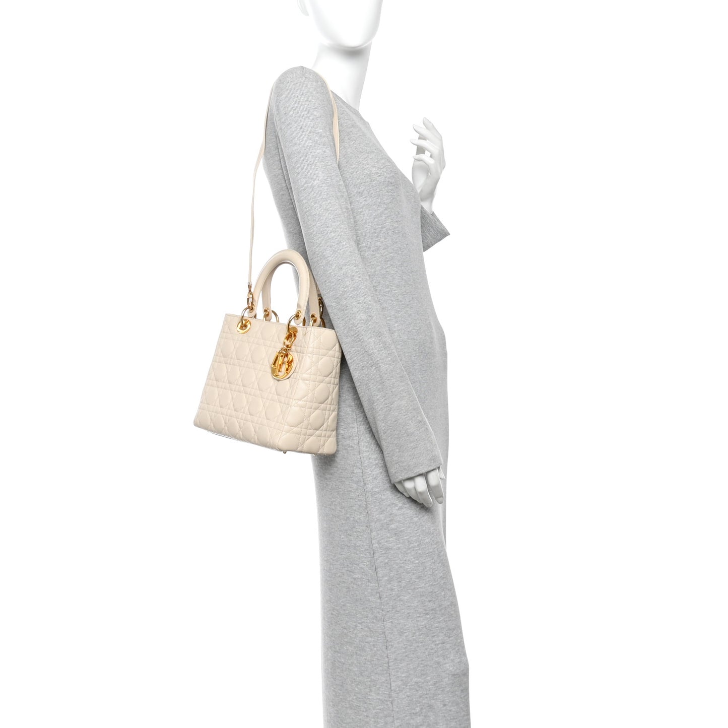 Lambskin Cannage Medium Lady Dior White