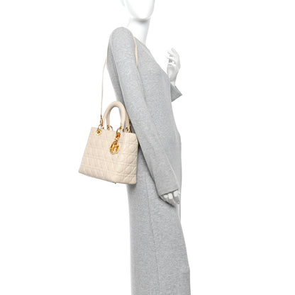 Christian Dior Lambskin Cannage Medium Lady Dior White 2 of 12