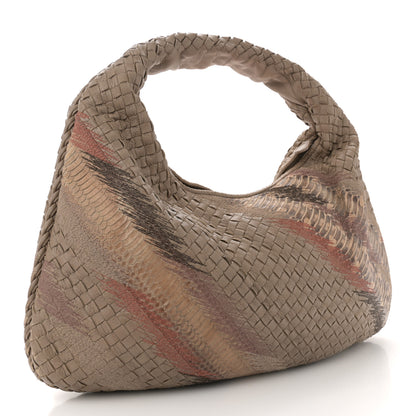 Bottega Veneta Nappa Snakeskin Embroidered Intrecciato Large Veneta Hobo Beige Multicolor 3 of 12