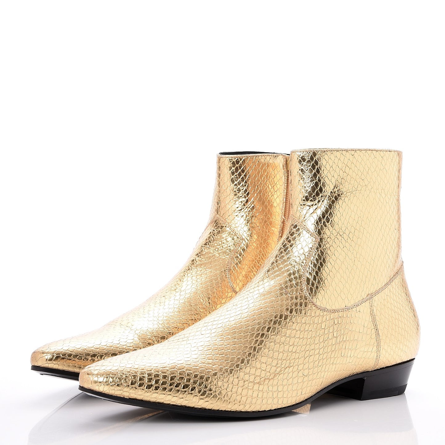 Mens Metallic Python Calfskin Embossed Devon 30 Western Boot 46 Gold
