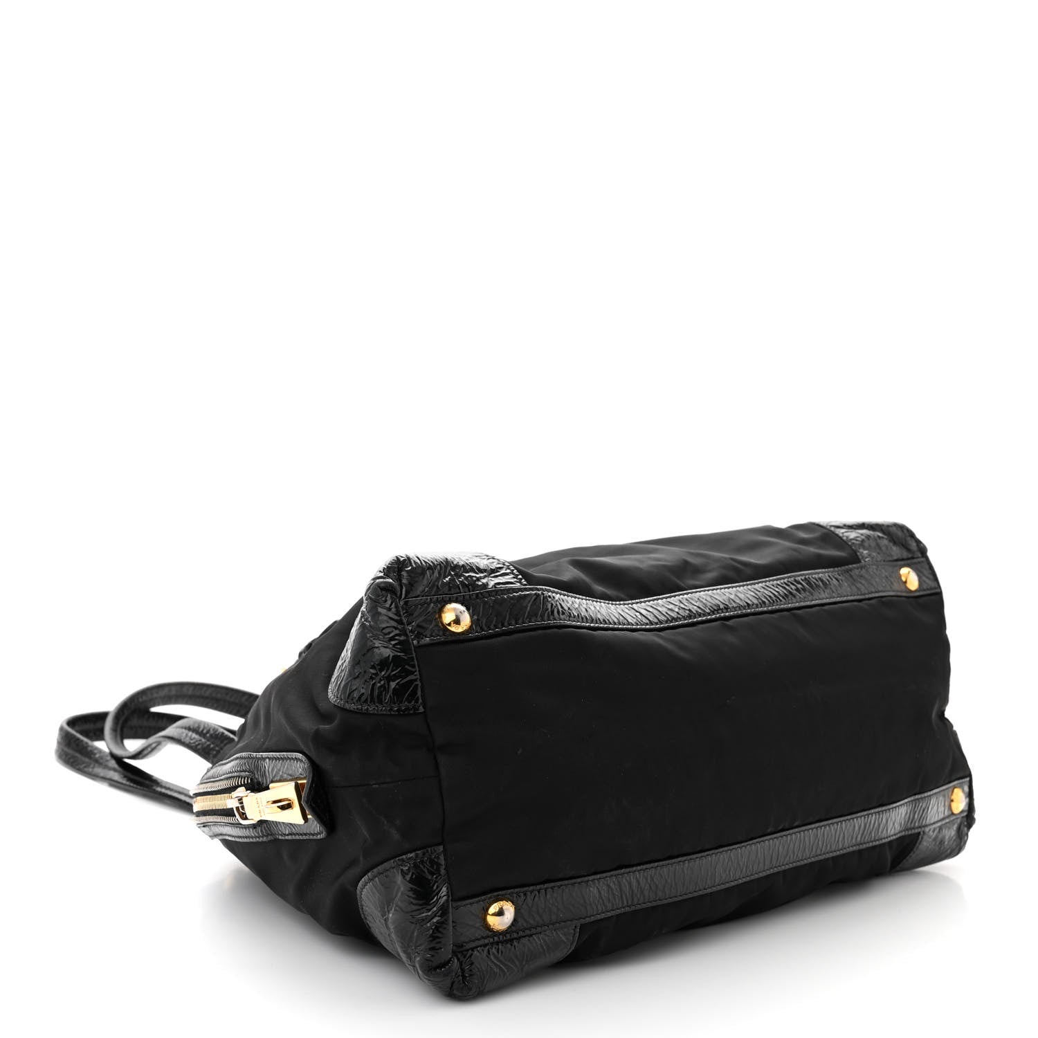 Prada Tessuto Nylon Vernice Dome Satchel Black 4 of 10