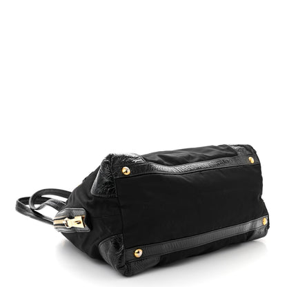 Prada Tessuto Nylon Vernice Dome Satchel Black 4 of 10