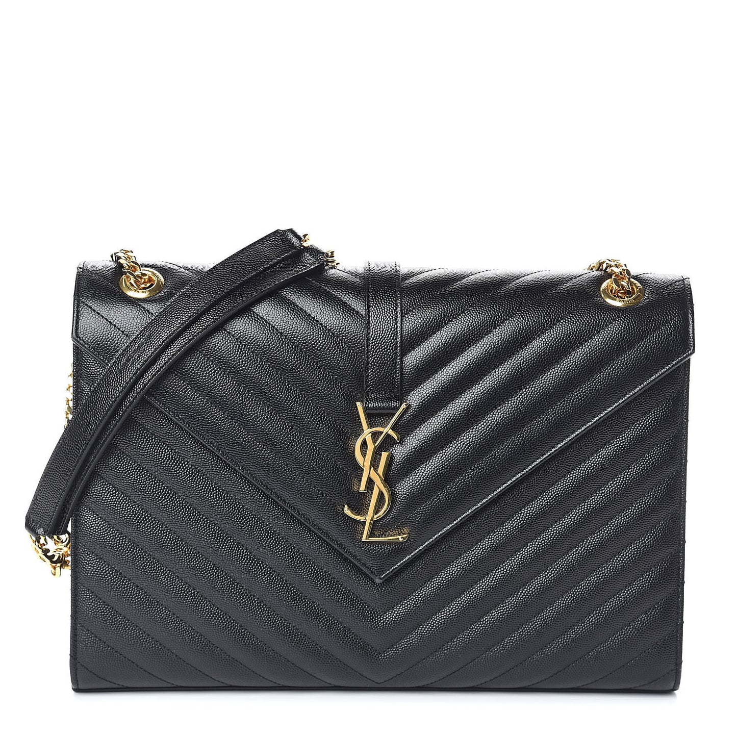 Grain De Poudre Matelasse Chevron Large Monogram Satchel Black