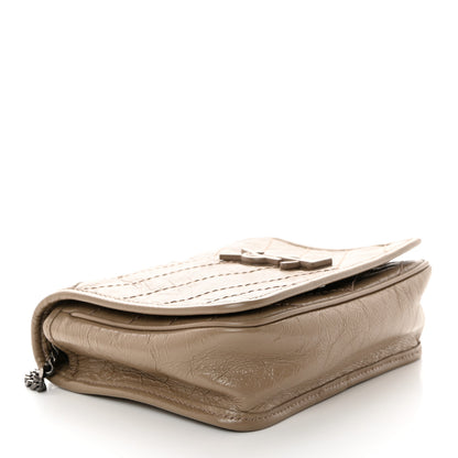 Saint Laurent Crinkled Calfskin Matelasse Monogram Niki Chain Wallet Dusty Grey 4 of 10