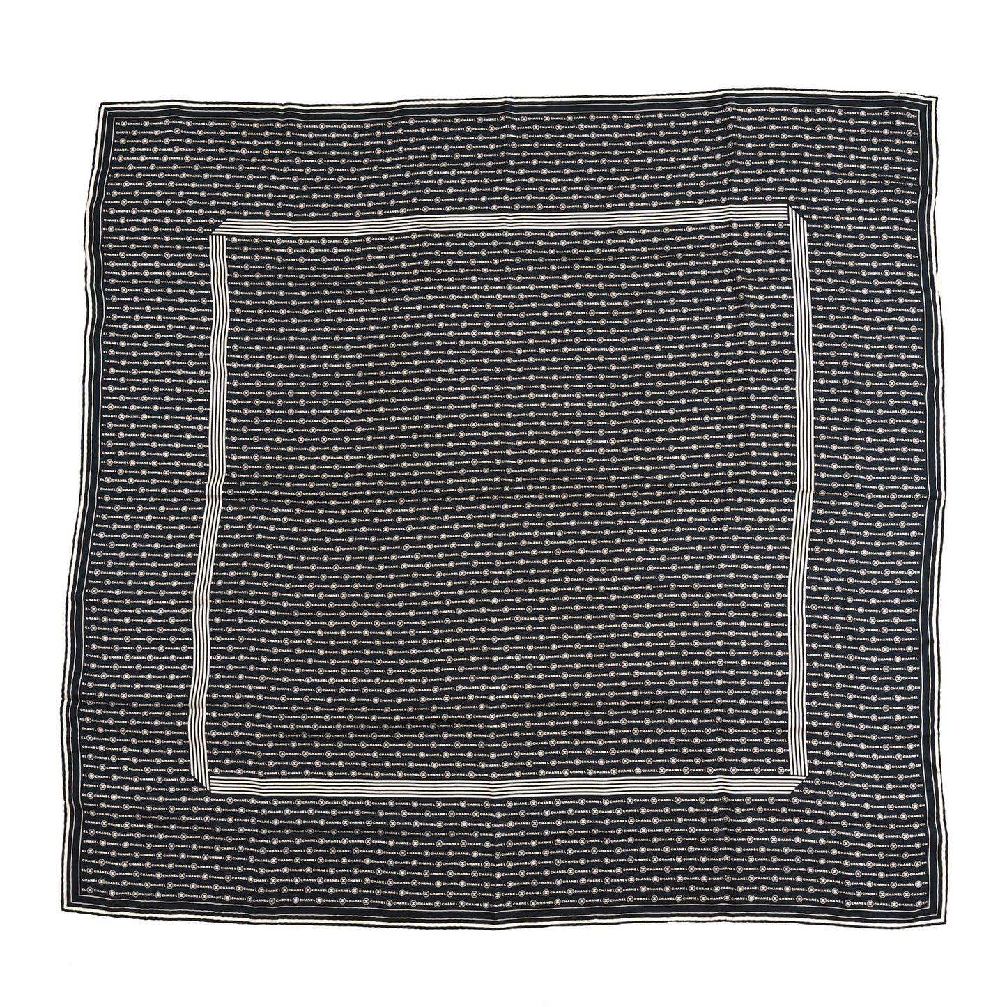 Silk CC Logo Scarf Black White