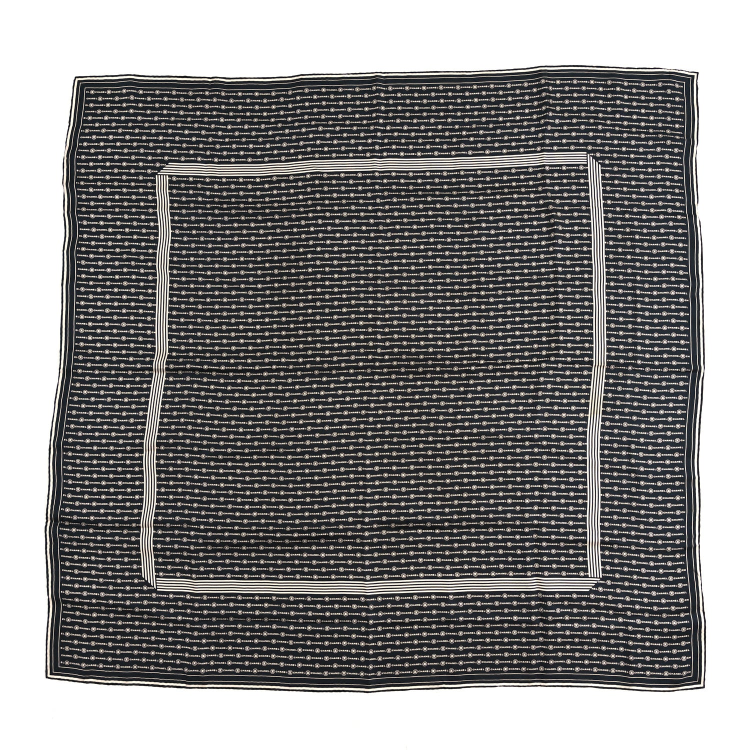 Chanel Silk CC Logo Scarf Black White 1 of 3