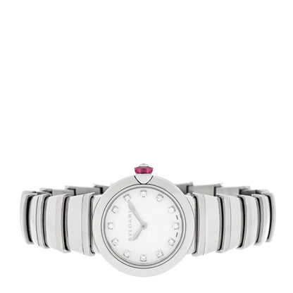Bulgari Stainless Steel Diamond Mother of Pearl 28mm Lucea Quartz Watch 2 of 5
