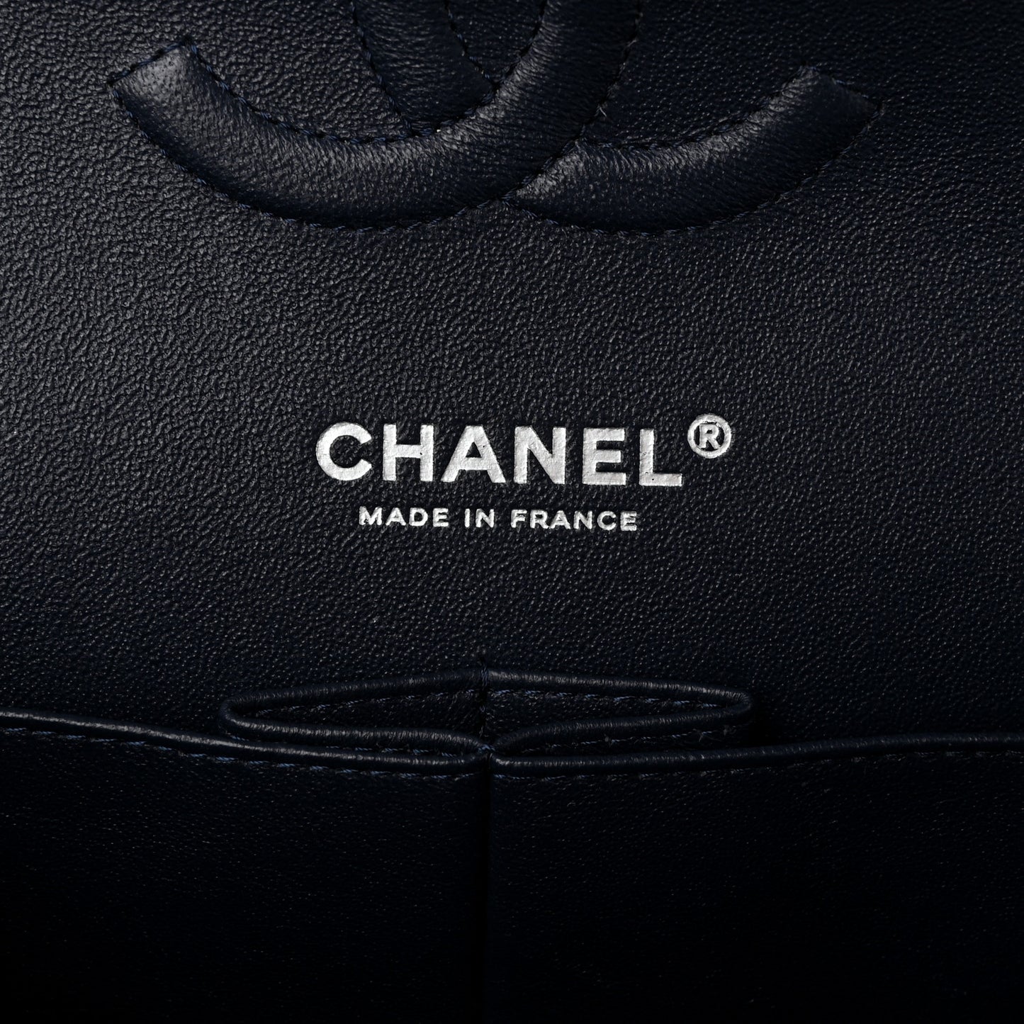 Caviar Quilted Medium Double Flap Navy