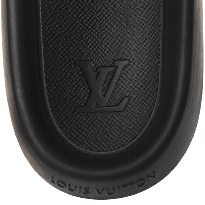 Louis Vuitton Rubber Embossed Monogram Mens Waterfront Mules 10 Black 6 of 7