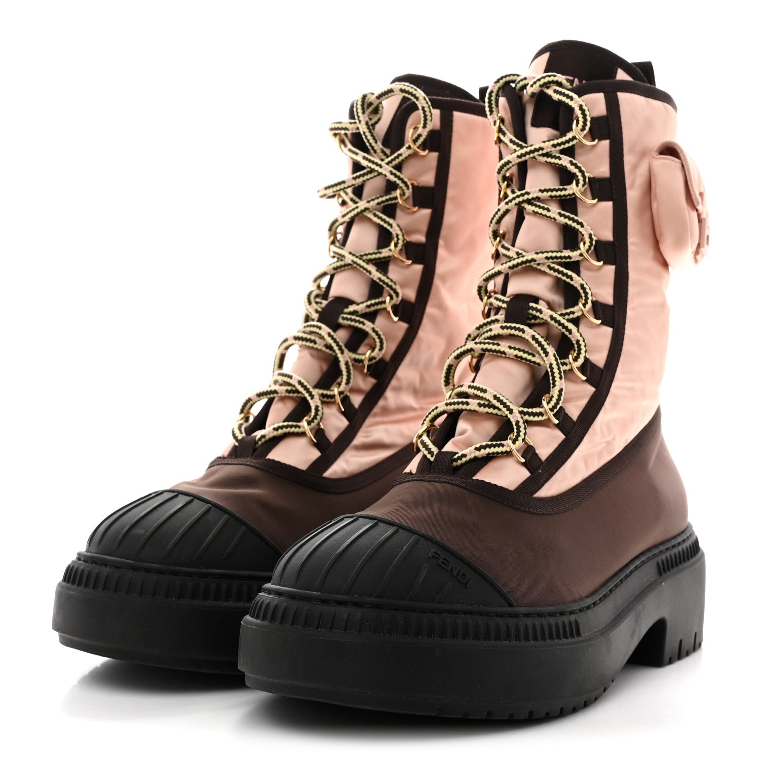 Fendi Nylon Baguette Domino 50mm Biker Boots 39.5 Baby Pink Nolita 4 of 9