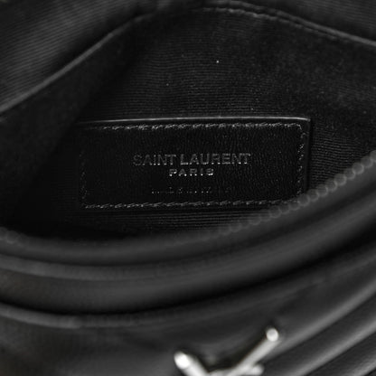 Saint Laurent Grain De Poudre Chevron Monogram Bill Pouch Black 6 of 7