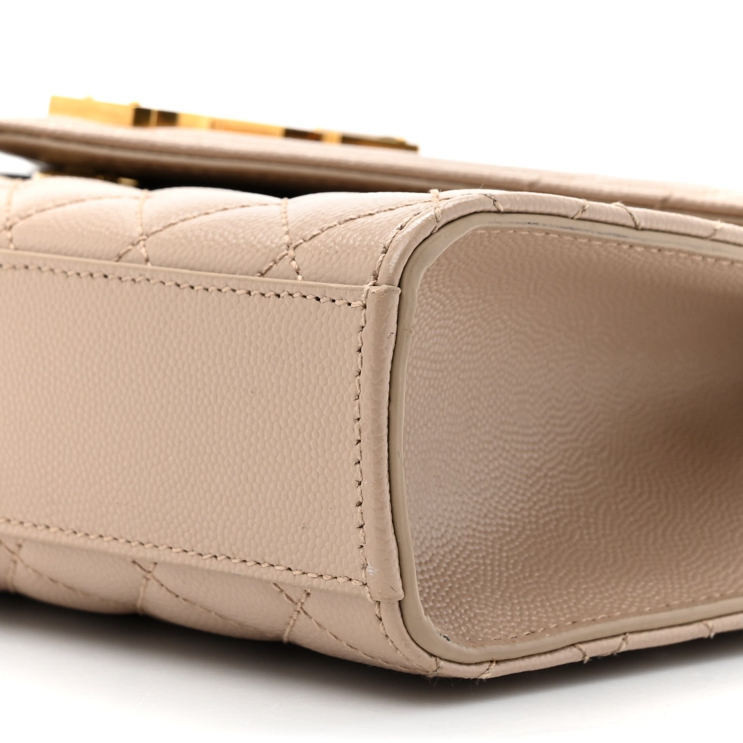 Saint Laurent Grain De Poudre Textured Mixed Matelasse Medium Triquilt Monogram Satchel Dark Beige 9 of 14