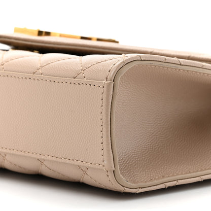 Saint Laurent Grain De Poudre Textured Mixed Matelasse Medium Triquilt Monogram Satchel Dark Beige 9 of 14