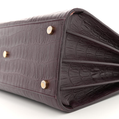 Saint Laurent Calfskin Crocodile Embossed Small Sac de Jour Wine 10 of 15