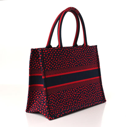 Christian Dior Canvas Embroidered Pop Heart I Love Paris Medium Book Tote Red Multicolor 3 of 9