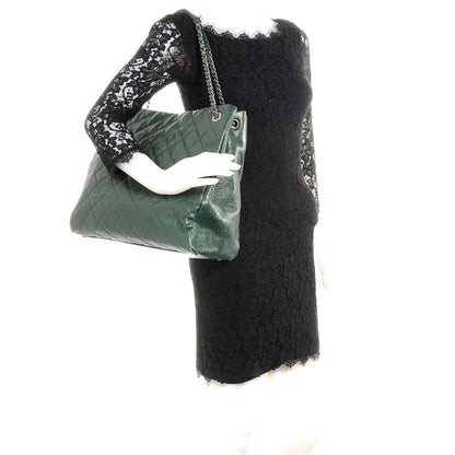 Chanel Iridescent Caviar Quilted Tall Chic Shopping Tote Dark Green 2 of 7