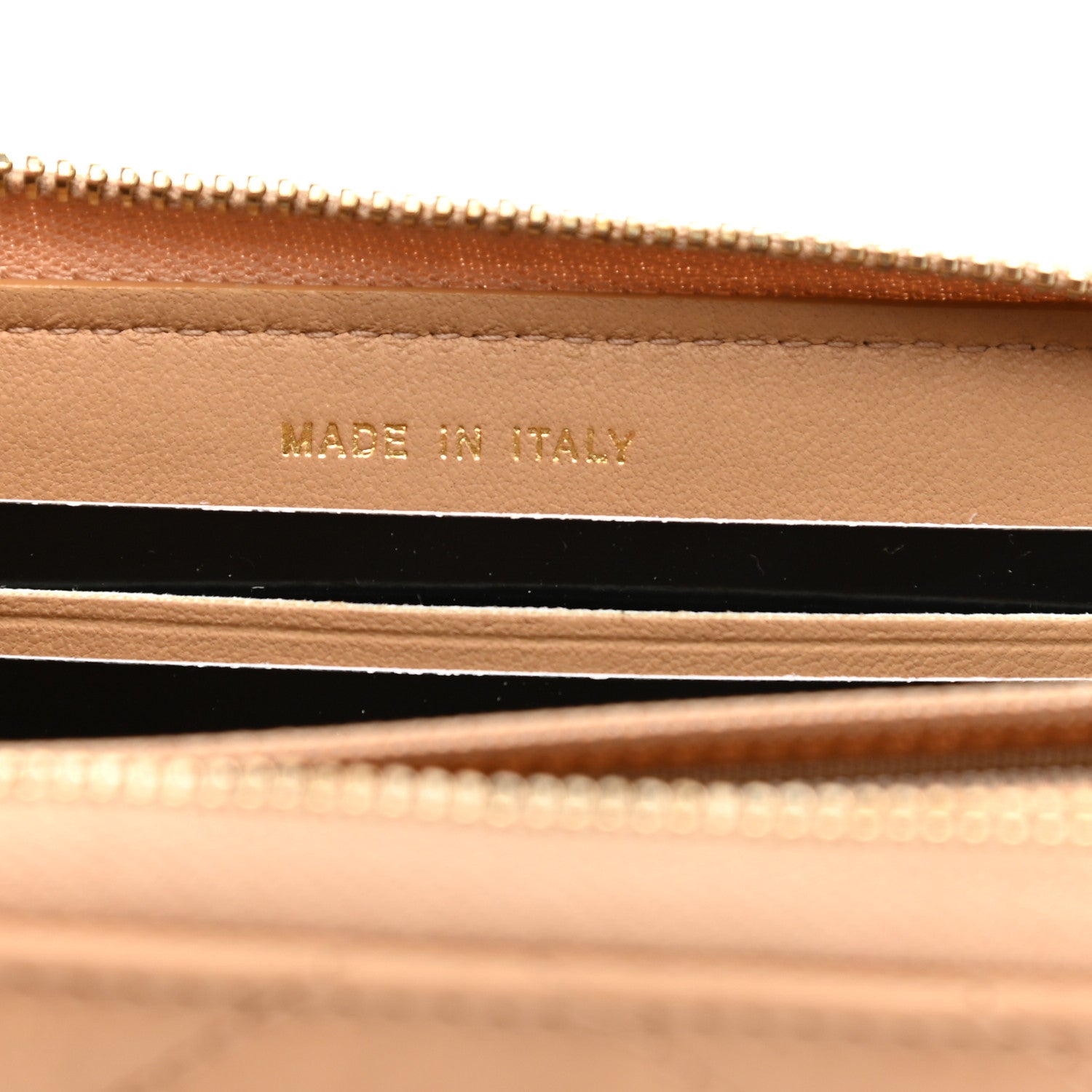Chanel Glazed Lambskin Chevron Quilted Zip Around Wallet Beige 7 of 10