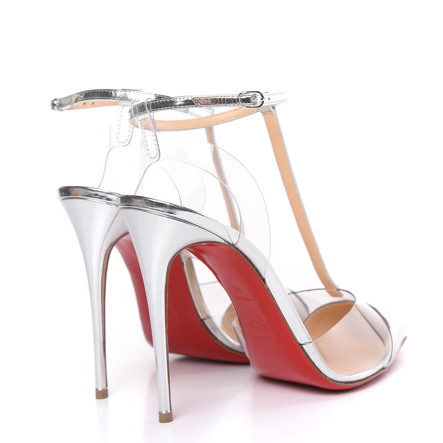 Christian Louboutin Specchio PVC Crystal Nosy 100 Pumps 40 Silver 4 of 8